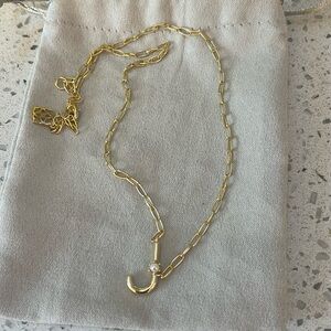 Pearl gold letter J necklace Kendra Scott like new never worn